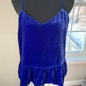 NWT J Crew Royal Blue Velvet Peplum Tank